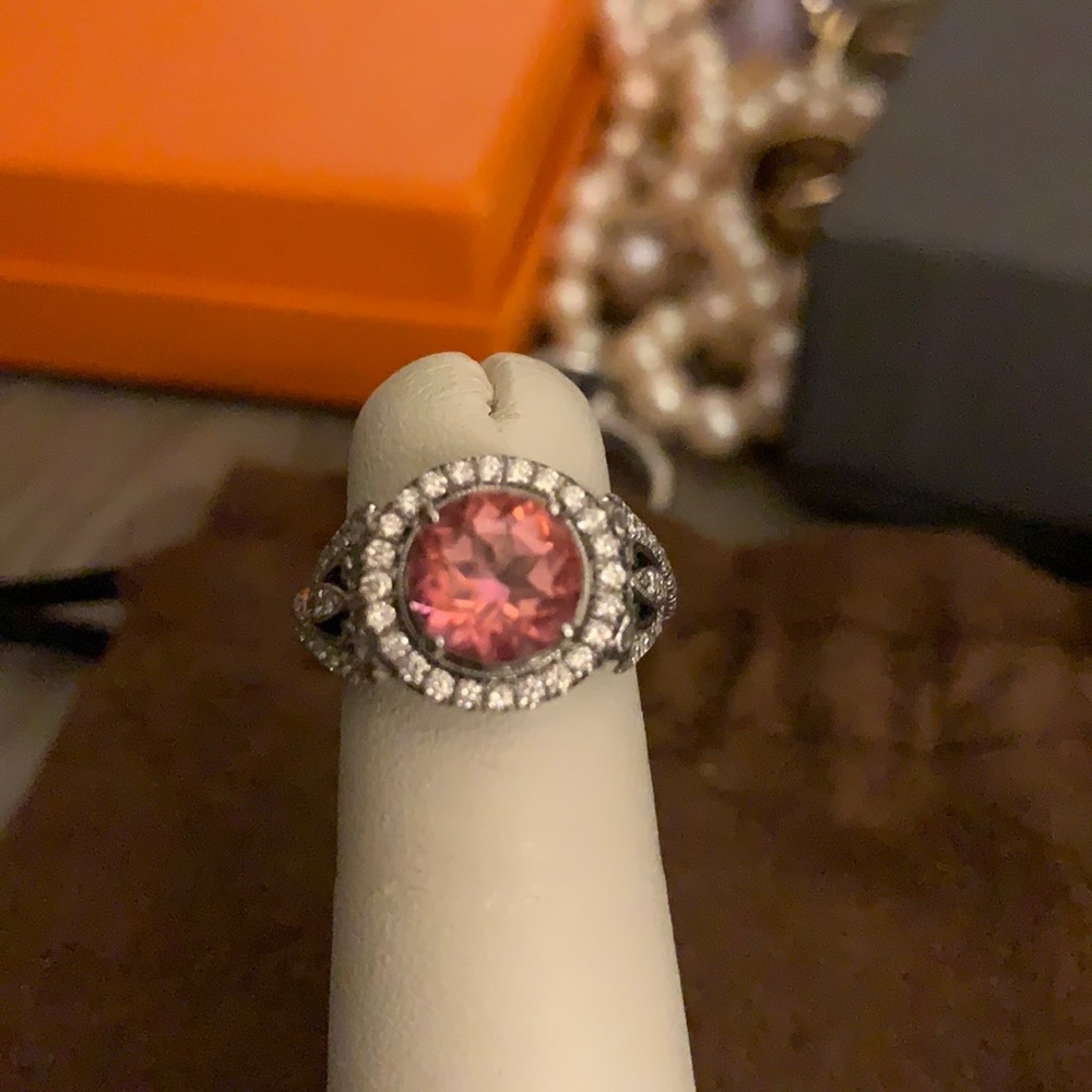 Gabriel and company 18k and diamond ring.
